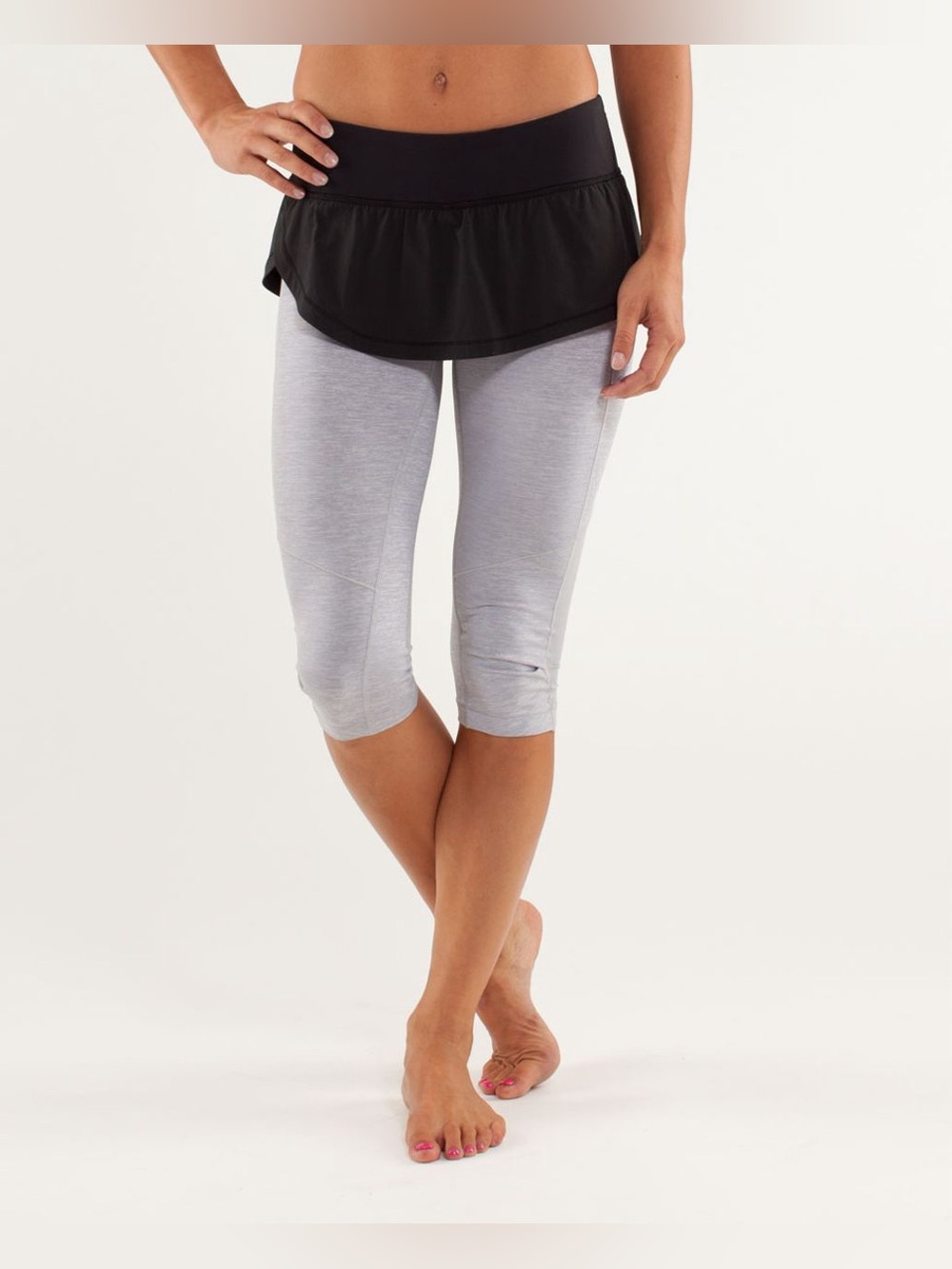 Vintage Lululemon Spin It To Win It Crop Heathered Silver Slate / Black
